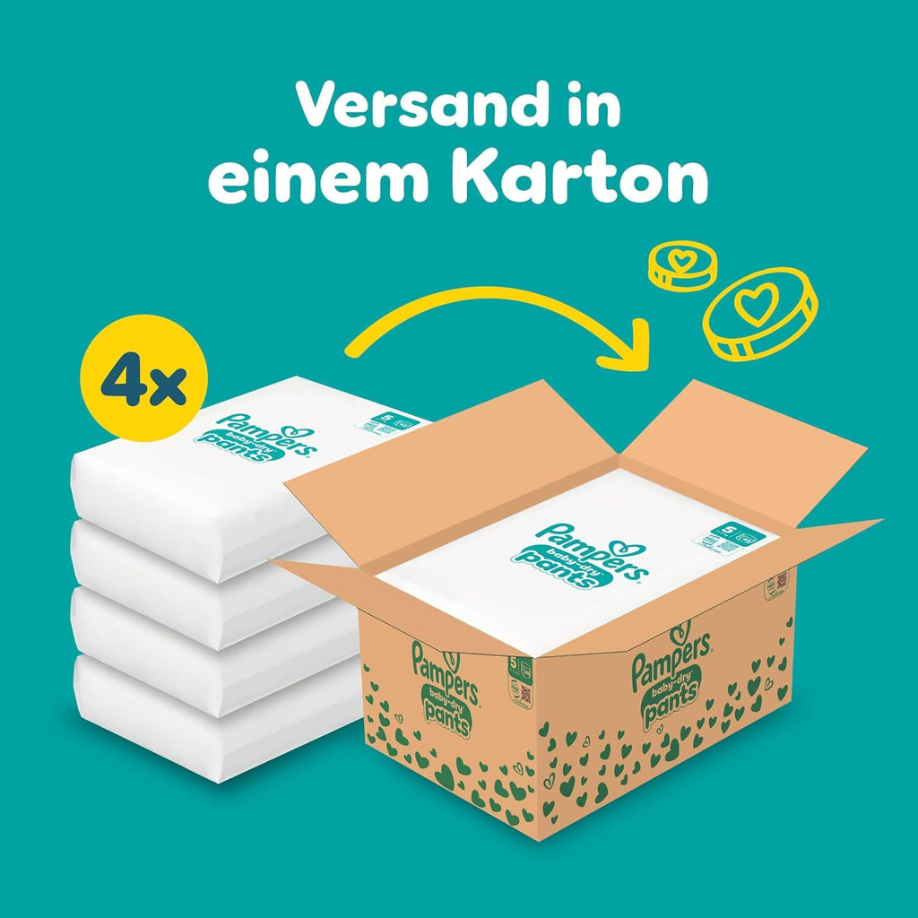 Pampers Baby-Dry Pants, Größe 5, 180 Stück – Innenpackungen und Versandkarton