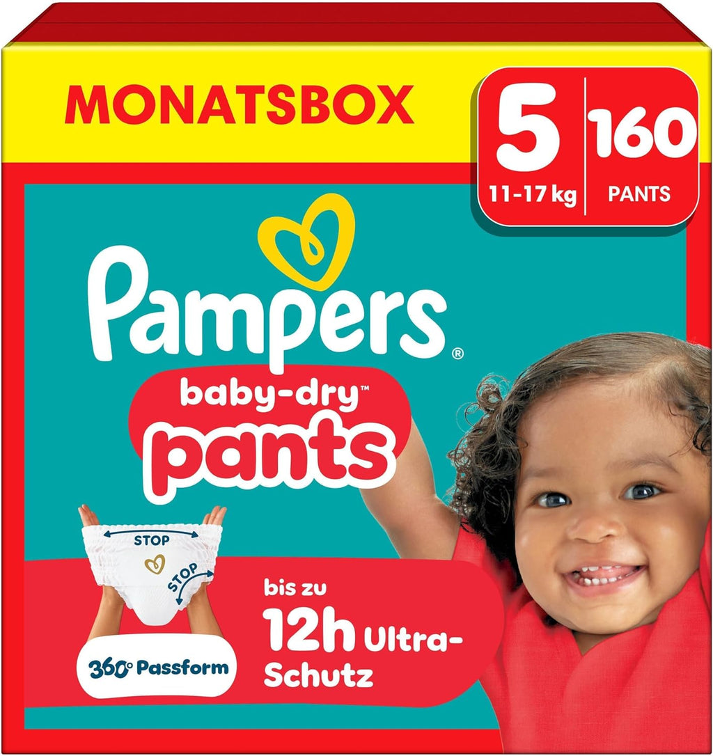 Pampers Baby-Dry Pants, Größe 5, 160 Stück – Produktverpackung