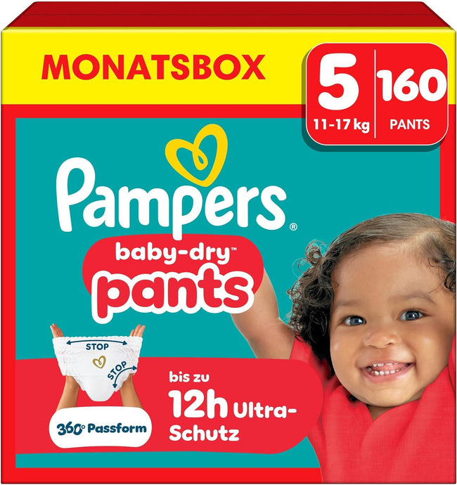 Pampers Baby-Dry Pants, Größe 5, 160 Stück – Produktverpackung