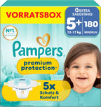 Pampers Premium Protection, Größe 5+, 180 Stück – Produktverpackung