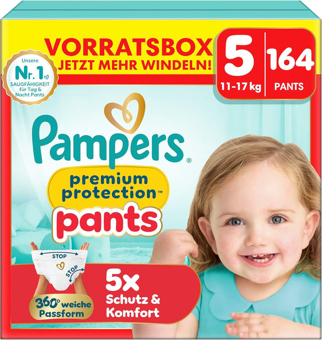 Pampers Premium Protection Pants, Größe 5, 164 Stück – Produktverpackung