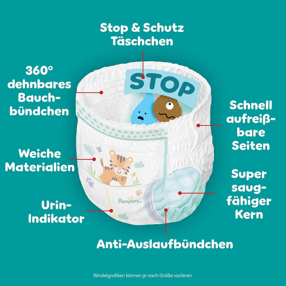Pampers Baby-Dry Pants, Größe 5, 180 Stück – Produktinformation 3
