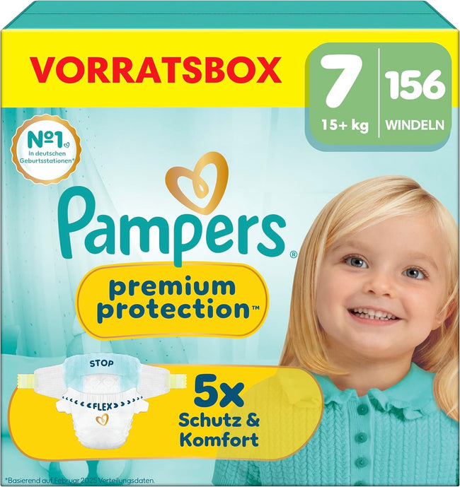 Pampers Premium Protection, Größe 7, 156 Stück – Produktverpackung